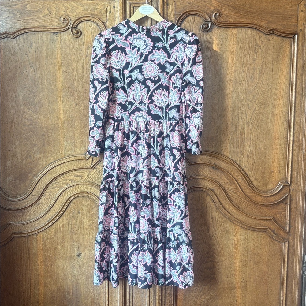 Jude Connally Maggie Midi Dress in Black & Pink Print - Picture 12 of 13